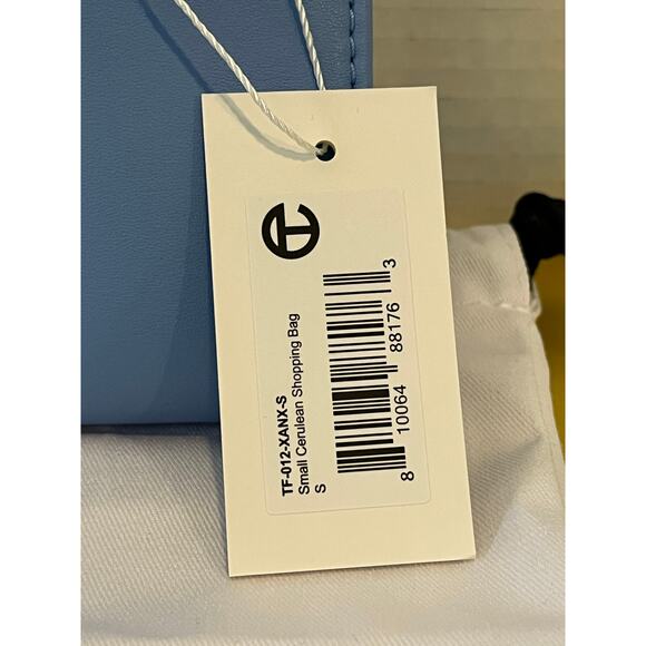 Telfar cerulean small shopping bag 4 3/4H, 6 5/8w, 3 1/8depth, 21in drop NWT - Picture 3 of 6